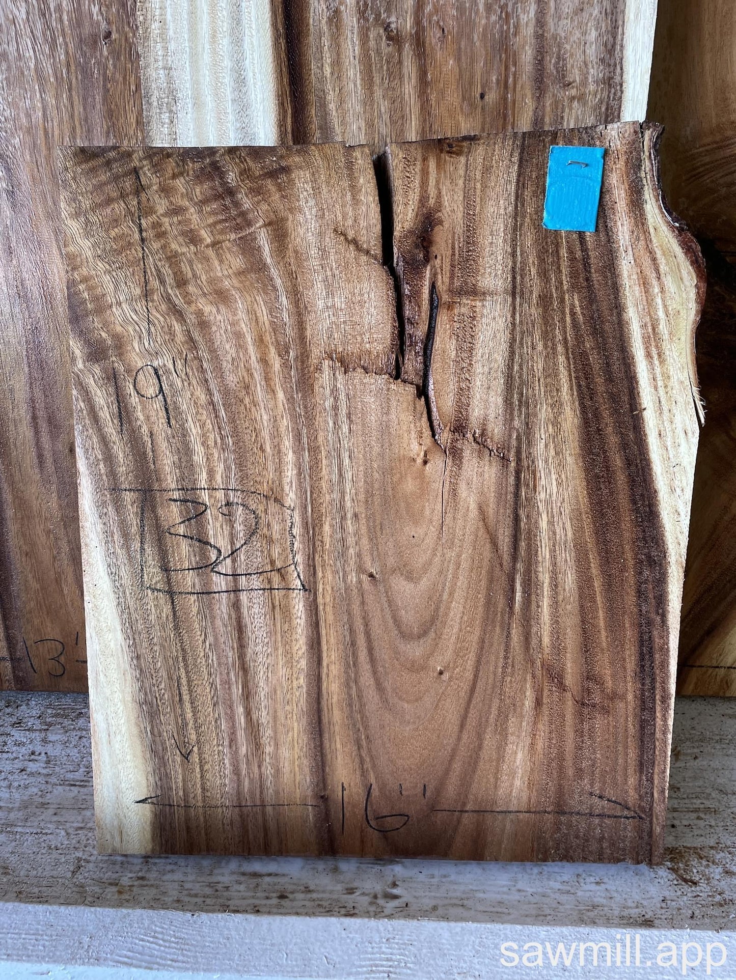 1.25" x 16" x 19" Monkeypod