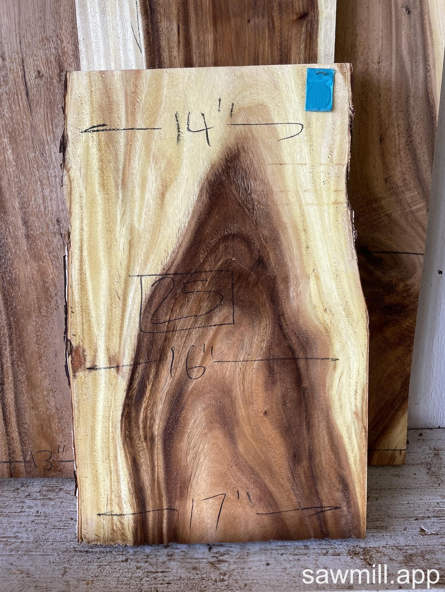 1.75" x 17" x 25" Monkeypod