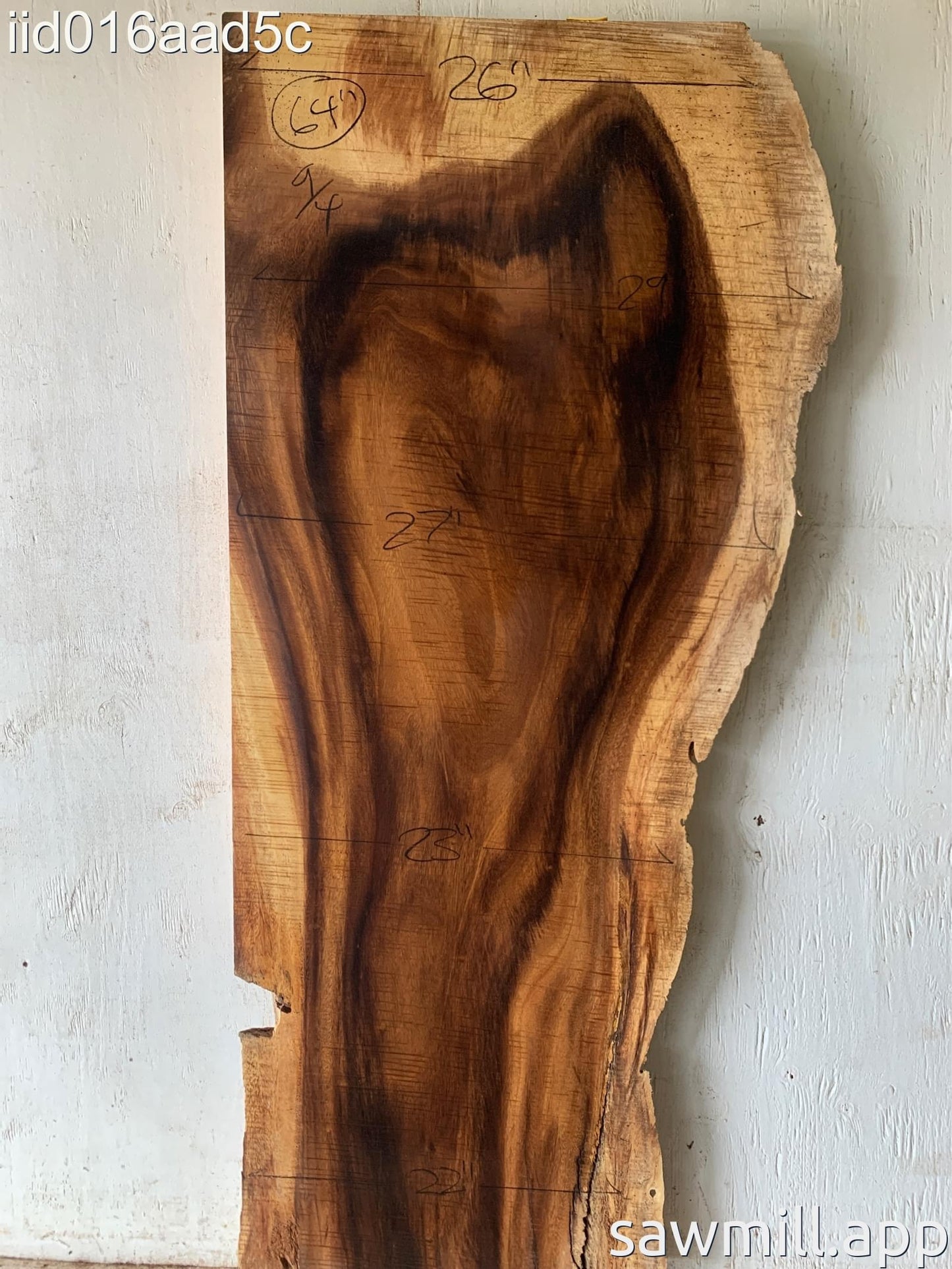 2.25" x 29" x 64" Monkeypod