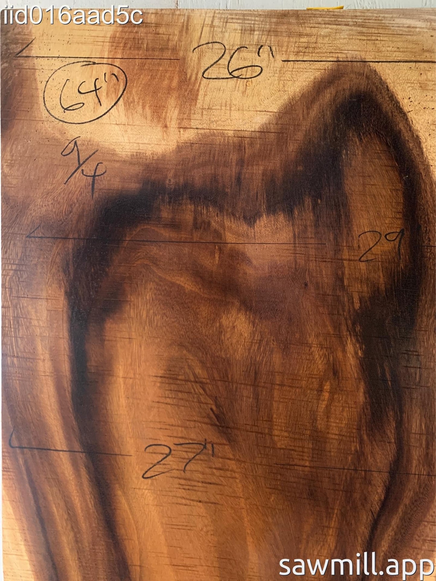 2.25" x 29" x 64" Monkeypod