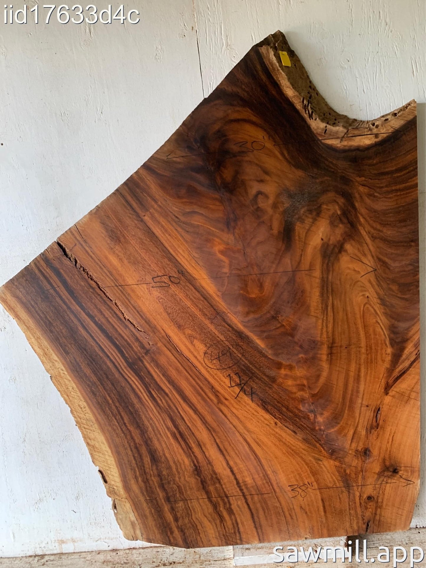 2.75" x 50" x 49" Monkeypod