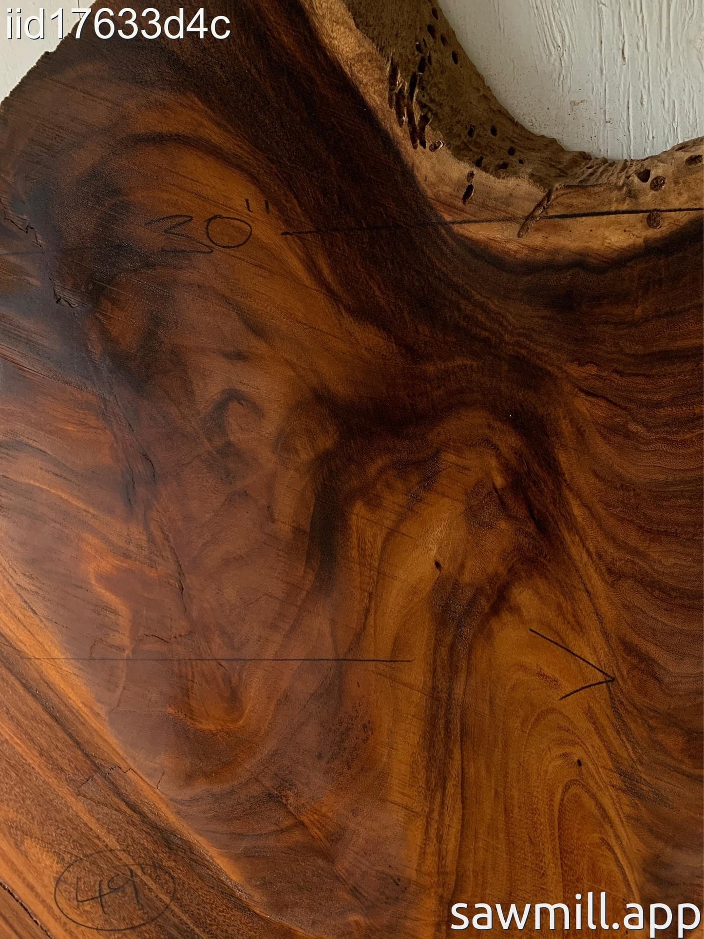 2.75" x 50" x 49" Monkeypod