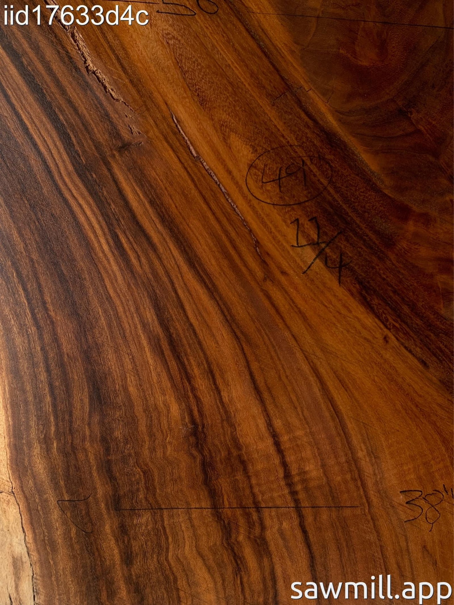 2.75" x 50" x 49" Monkeypod