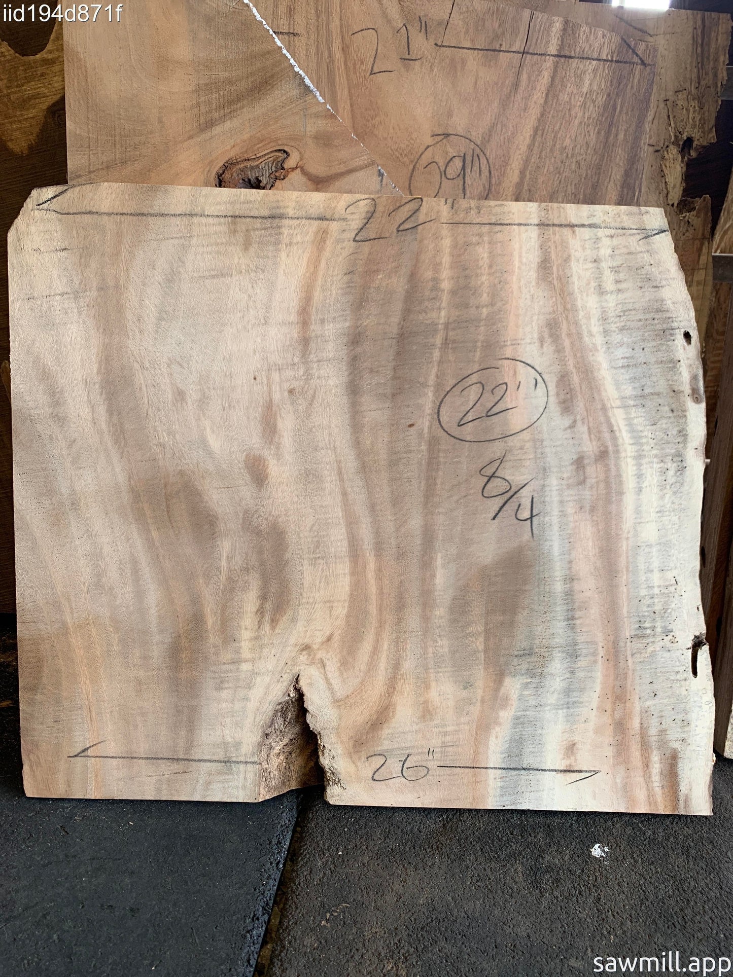 2" x 26" x 22" Monkeypod