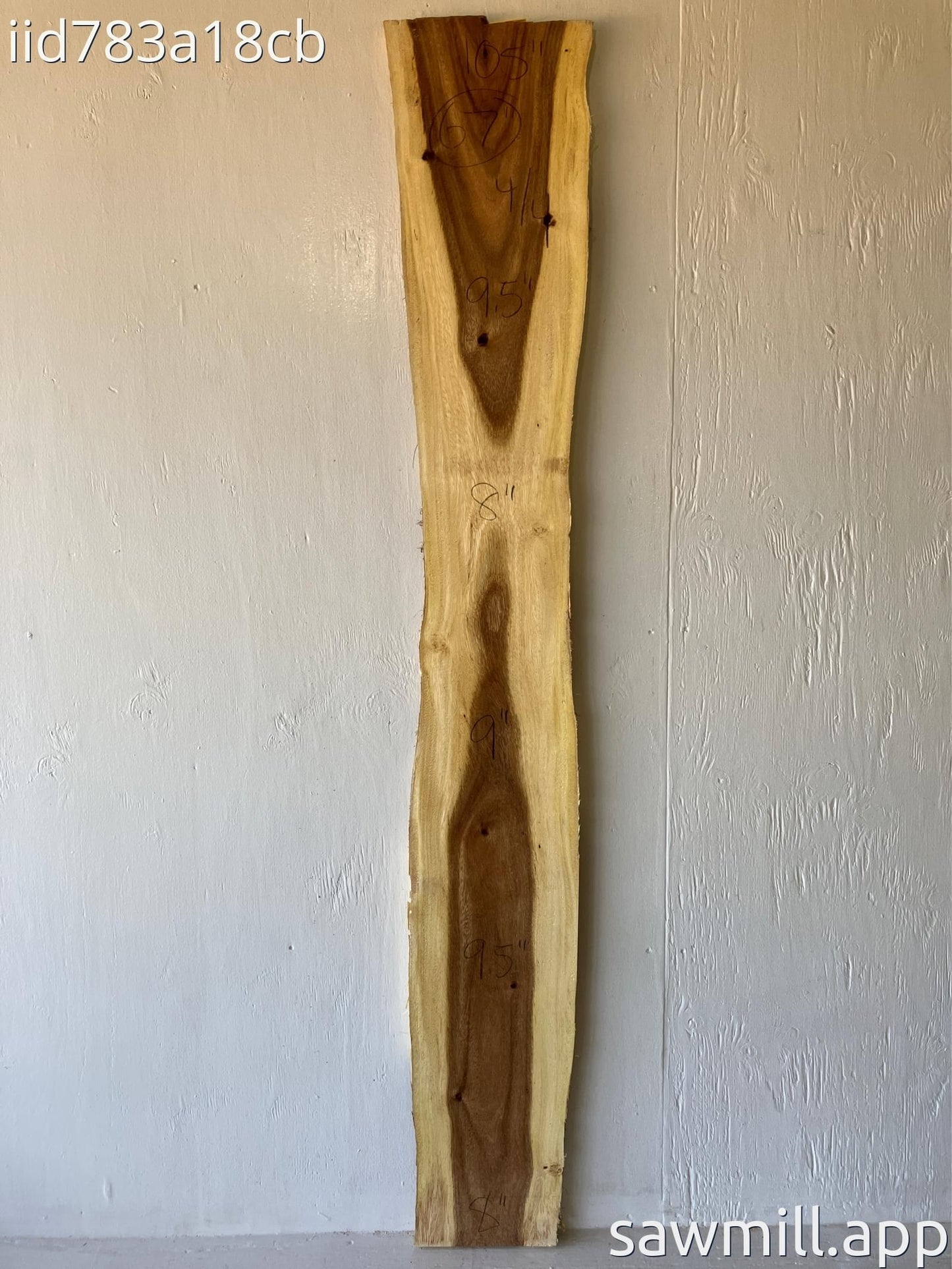 1" x 10" x 67" Monkeypod