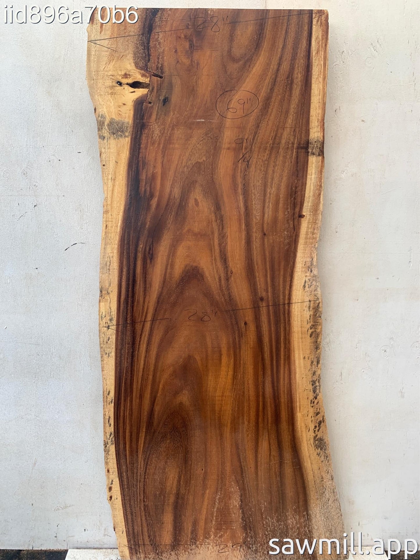 2.25" x 29" x 69" Monkeypod