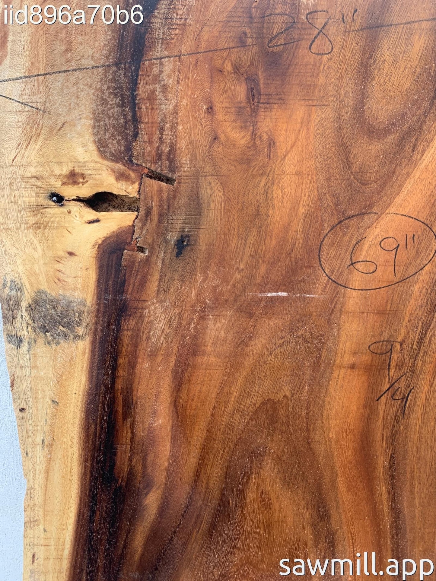 2.25" x 29" x 69" Monkeypod