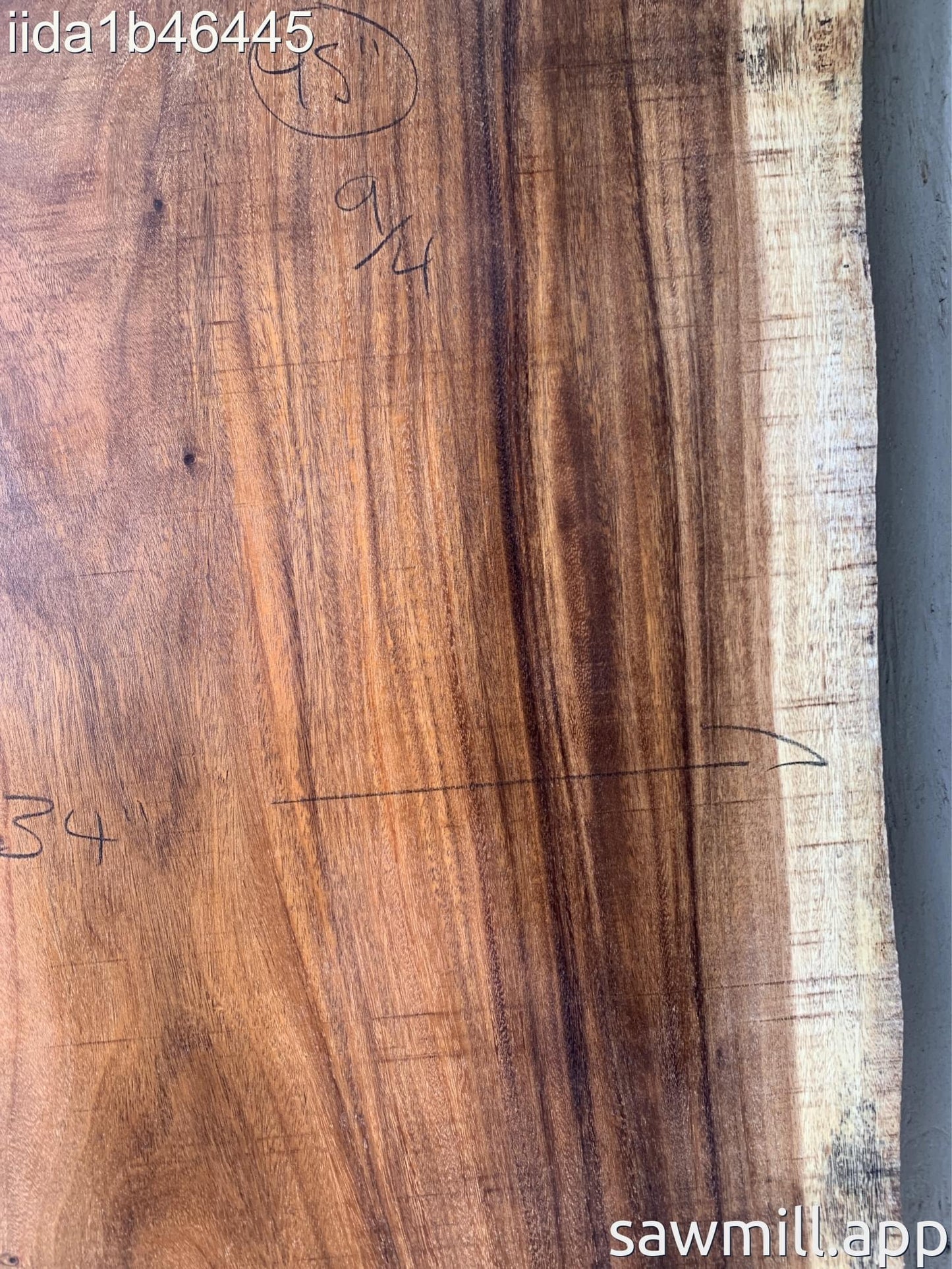 2.25" x 37" x 45" Monkeypod