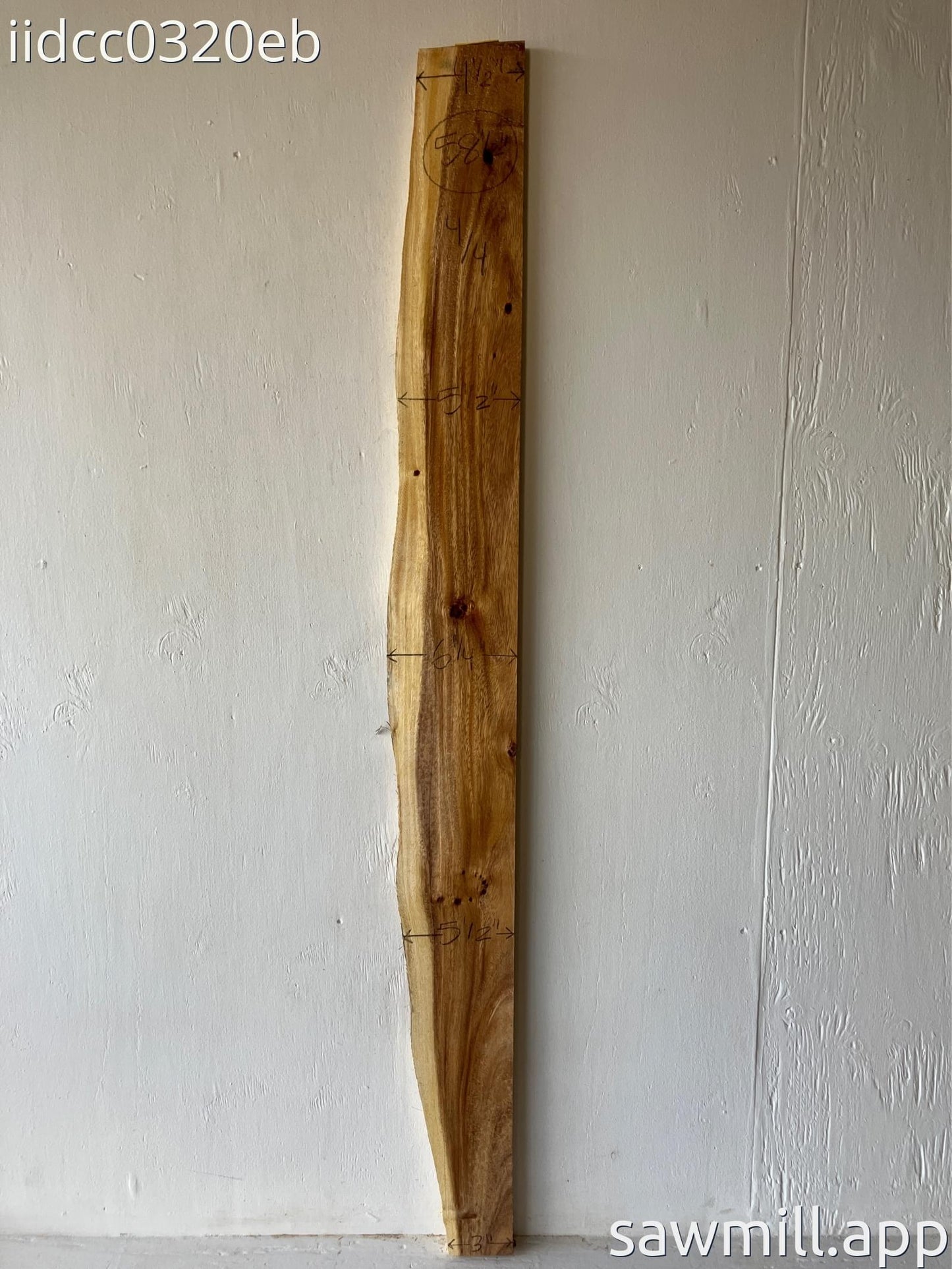 1" x 6" x 58" Monkeypod