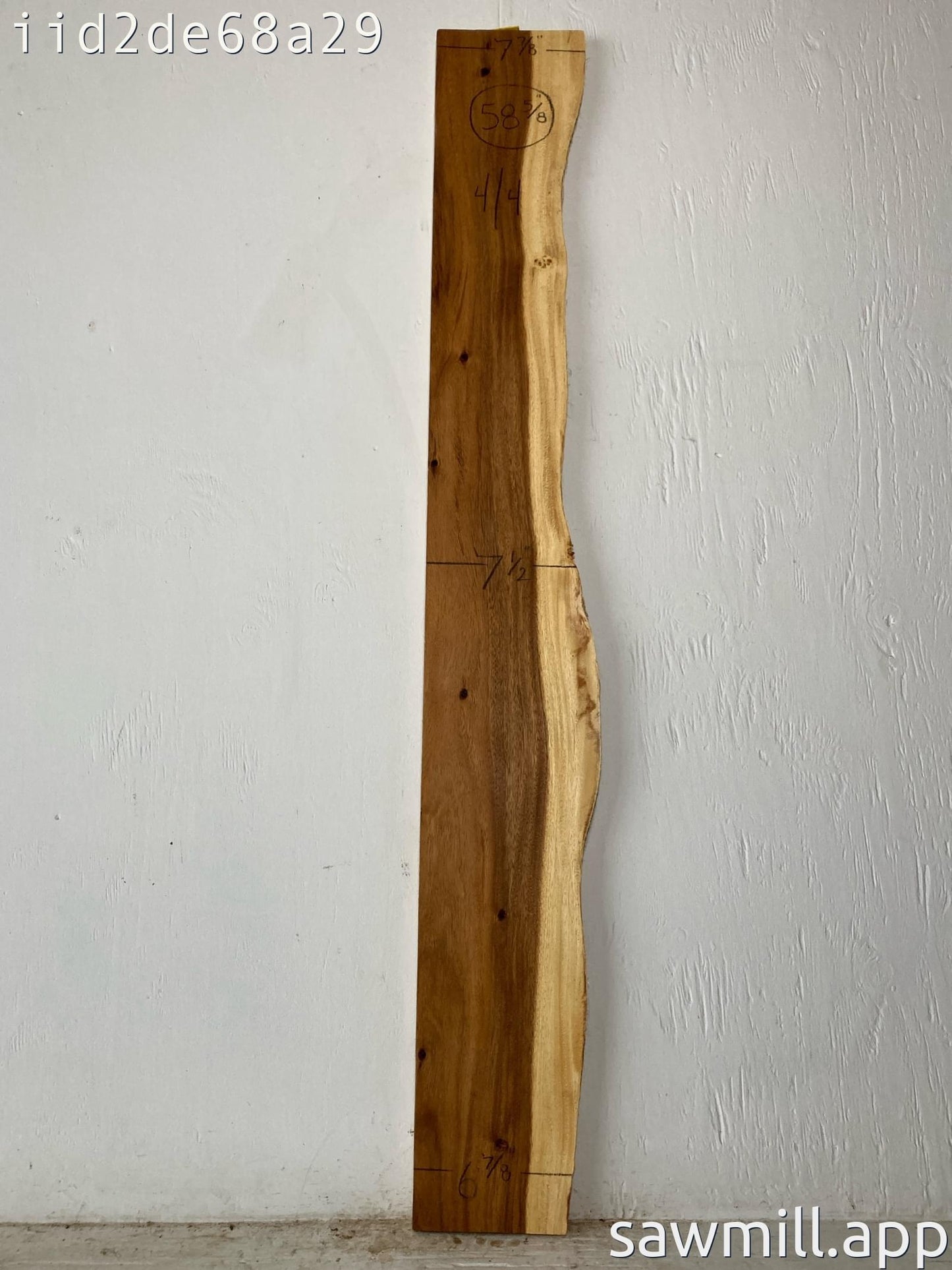 1" x 7" x 58" Monkeypod