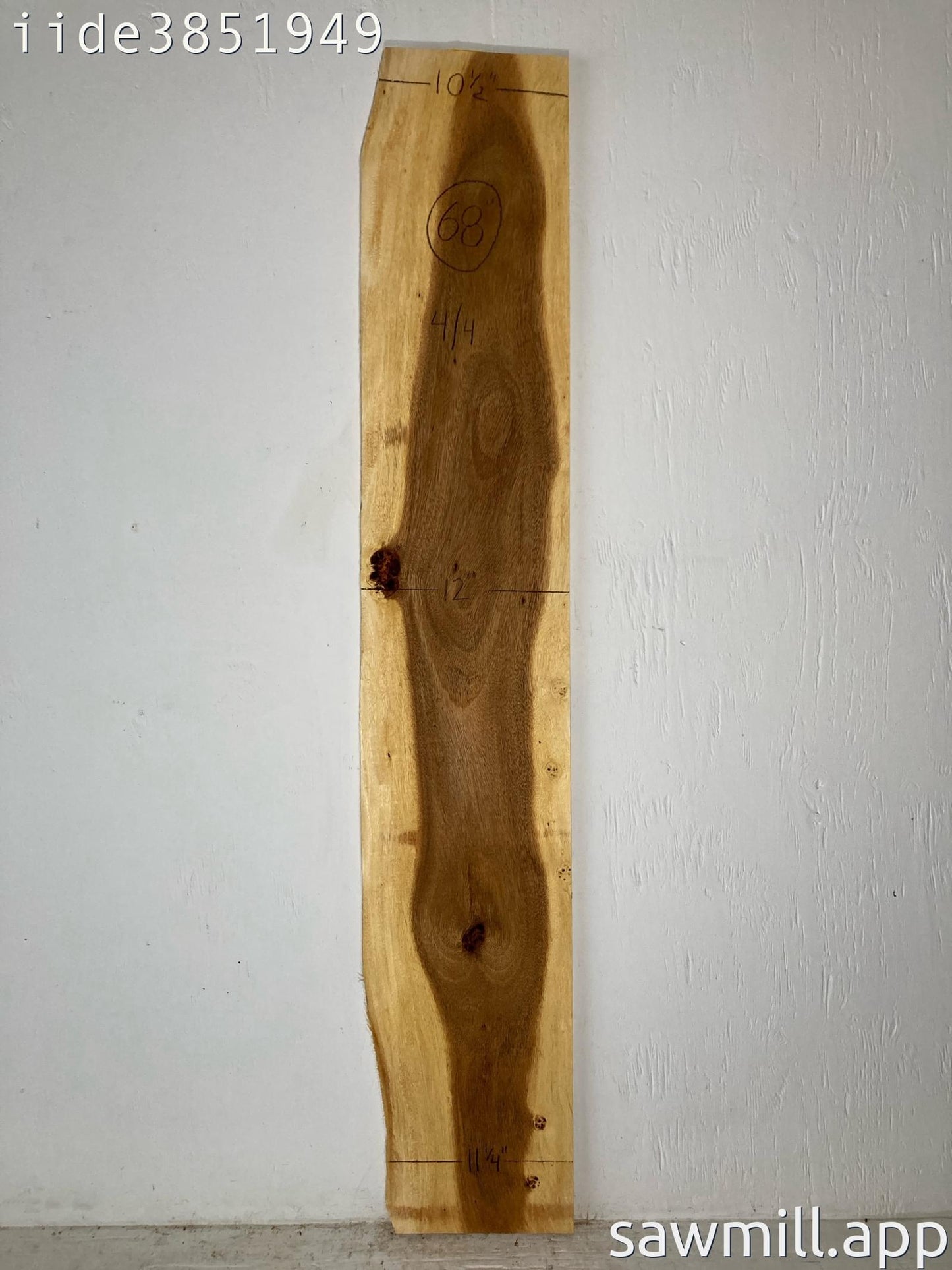 1" x 12" x 68" Monkeypod
